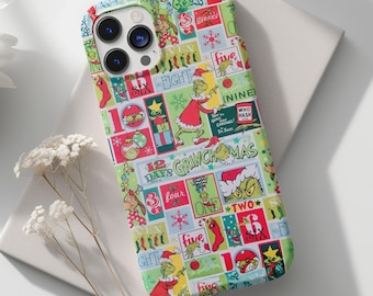 Retro Grinchmas-telefonskal, jultelefonskal, alla iPhone- och Samsung-modeller