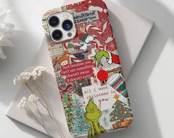 Retro julstämningstelefonskal, jultelefonskal, alla iPhone- och Samsung-modeller