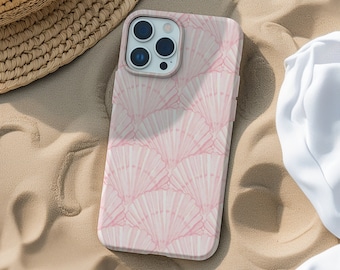 Pink Seashell Collage Phone Case For Her Beachy Summer Aesthetic iPhone 15 14 13 12 11 Pro Max 8 Plus X, Samsung Galaxy S23 S22 S20 Ultra