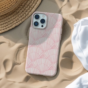 Pink Seashell Collage Phone Case For Her Beachy Summer Aesthetic iPhone 15 14 13 12 11 Pro Max 8 Plus X, Samsung Galaxy S23 S22 S20 Ultra