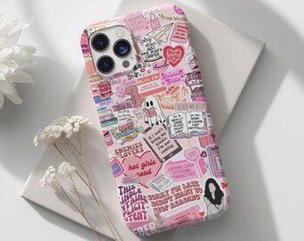 Cute Pink Bookish Collage Case, Coquette Collage, Gift for her,  iPhone 16 15 14 13 12 11 Pro Max 8 Plus X, Samsung Galaxy S24 S23 S22 Ultra