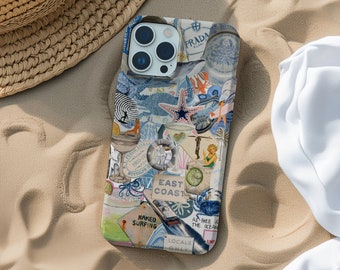 Summer Coastal Collage Phone Case, Beach and Ocean Inspired iPhone 15 14 13 12 11 Pro Max 8 Plus X, Samsung Galaxy S23 S22 S20 Ultra