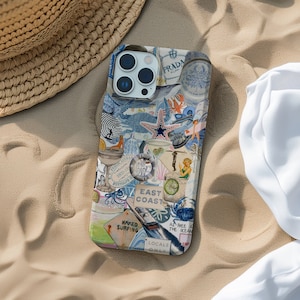 Summer Coastal Collage Phone Case, Beach and Ocean Inspired iPhone 15 14 13 12 11 Pro Max 8 Plus X, Samsung Galaxy S23 S22 S20 Ultra
