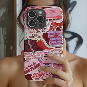 Pink and Red Spicy Book Club Case, Bookish Case, Girlfriend Gift, iPhone 16 15 14 13 12 11 Pro Max 8 Plus X, Samsung Galaxy S24 S23 Ultra