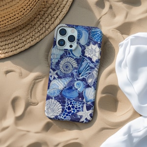 Vintage Seashell Collage Phone Case Cute Beachy Coastal Coquette iPhone 15 14 13 12 11 Pro Max 8 Plus X, Samsung Galaxy S24 S23 S22 Ultra