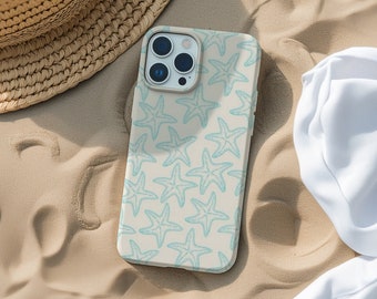 Starfish Collage Phone Case Beachy Pattern Preppy Phone Case Ocean iPhone 15 14 13 12 11 Pro Max 8 Plus X, Samsung Galaxy S23 S22 S20 Ultra