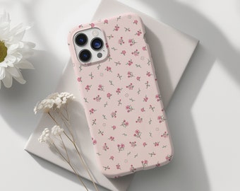 Ditsy Floral Coquette Phone Case Pink Flower Girly Aesthetic iPhone 15 14 13 12 11 Pro Max 8 Plus X, Samsung Galaxy S24 S23 S22 Ultra
