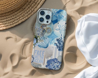 Summer Coastal Collage Phone Case, Beach and Ocean Coquette Inspired iPhone 15 14 13 12 11 Pro Max 8 Plus X, Samsung Galaxy S24 S22 S20