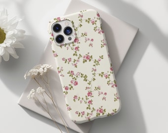 Pink Spring Wildflower-telefoonhoesje Ditsy Floral Coquette Aesthetic iPhone 15 14 13 12 11 Pro Max 8 Plus X, Samsung Galaxy S24 S23 S22 Ultra