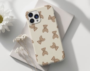 Sött nallebjörnsmönster mobilskal gosigt kokett estetiskt iPhone 15 14 13 12 11 Pro Max 8 Plus X, Samsung Galaxy S23 S22 S20 Ultra