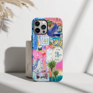 Coastal Cowgirl Collage Phone Case Summer Time Themed Beachy Vibes, iPhone 15 14 13 12 11 Pro Max 8 Plus X, Samsung Galaxy S24 S23 S22 Ultra