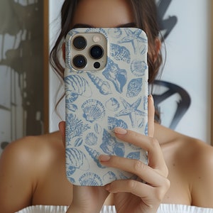 Summer Coastal Seashell Phone Case, Cute Ocean Inspired Aesthetic iPhone 15 14 13 12 11 Pro Max 8 Plus X, Samsung Galaxy S23 S22 S20 Ultra