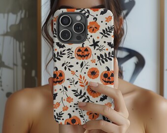 Funda de teléfono con calabaza espeluznante de Halloween, estética otoñal, iPhone 15 14 13 12 11 Pro Max 8 Plus X, Samsung Galaxy S24 S23 S22 Ultra,