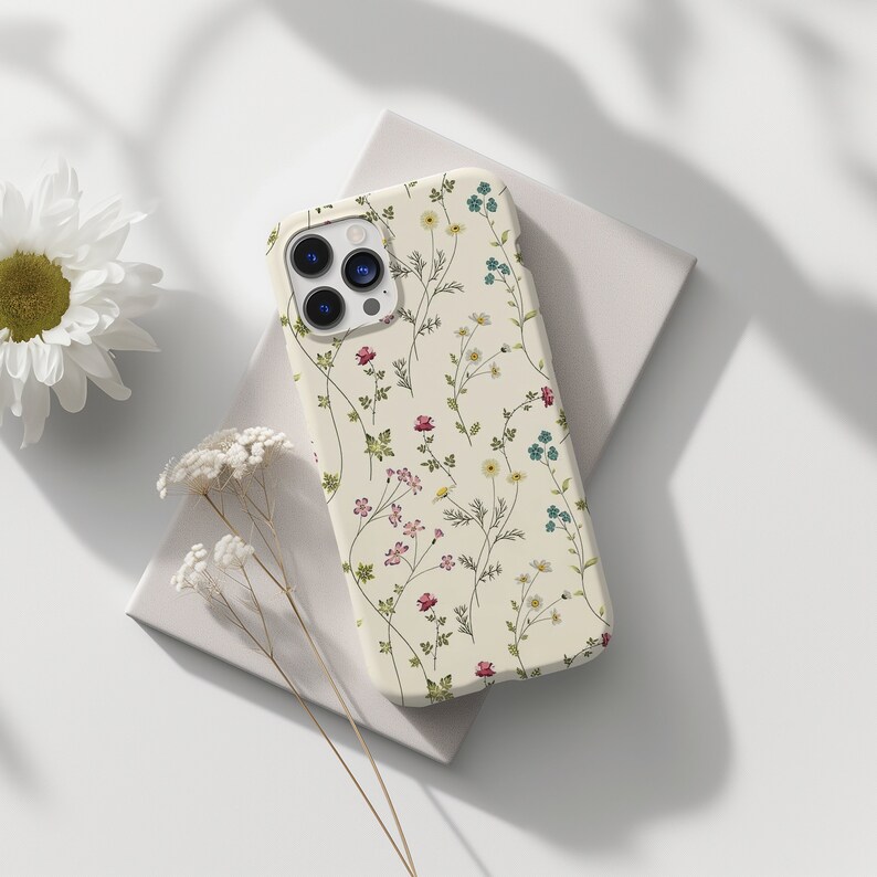 春の花の電話ケース かわいいディッツィーフローラルカバー コケット 美的 iPhone 15 14 13 12 11 Pro Max 8 Plus X、Samsung Galaxy S24 S23 S22 Ultra 画像 2