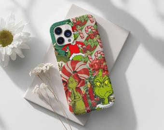 Retro Grinchmas-telefonskal, jultelefonskal, alla iPhone- och Samsung-modeller