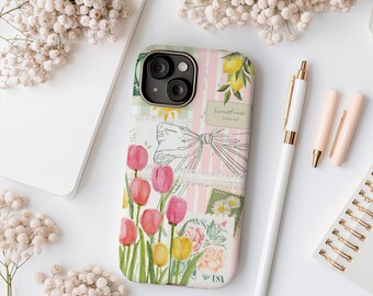 Preppy Spring Coquette Estetiskt Mobilskal, Alla iPhone- och Samsung-modeller