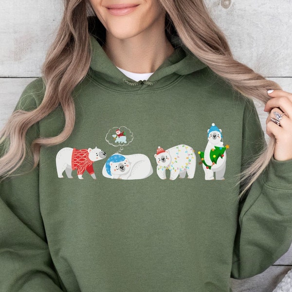 Polar Bear Hoodie, Polar Bear Sweatshirt, Christmas Bear Lover Sweater, Ugly Christmas Sweater, Funny Christmas Sweatshirt, Holiday Gift