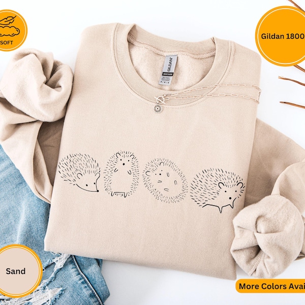 Hedgehog Sweatshirt, Minimalist Animal Sweater, Cute Hedgehog Shirt, Funny Animal Sweater, Gifts for Her, Gifts for Him, Animal Lover Shirt
