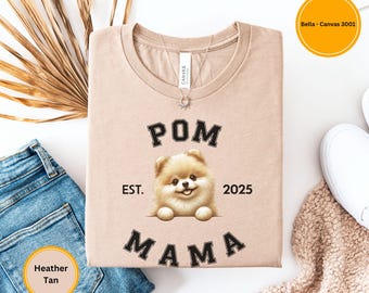 ポメラニアンシャツ ブラウン ポムママシャツ カスタムペットTシャツ パーソナライズされた犬好きへのギフト 心地よい 面白い 母の日ギフト EST 2025