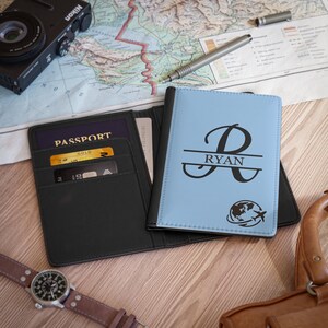 Personalized Passport Cover with Custom Initial name for Men Women, Travelers, Explorer Passport Cover, Cute Faux Leather Passport Cover