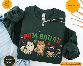 Pomeranian Christmas Sweatshirt, Pom Squad Holiday Sweater, Cute Dog Lover Gift, Matching Family Christmas Outfit, Pet Mom Cozy Apparel 2025