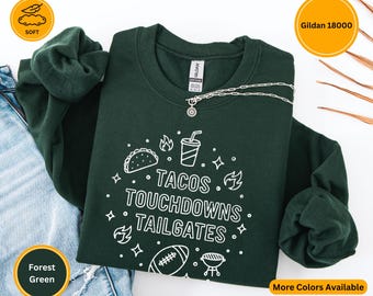 Football Tailgate Crew Sweatshirt, Autumn Game Day Sweater, Cozy Fall Outfit for College Football Fans, Tailgating Thanksgiving Gift, Unisex