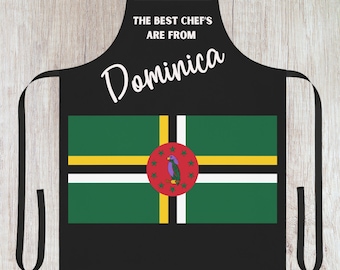 Custom Chef Apron for Men and Women, personalized with island or Country Flag representing the Best Cooks are from Dominica, Jamaica