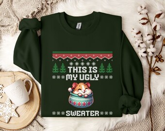 Ugly Sweater Hamster Sweatshirt, Hamster Christmas Sweater, Hamster Shirt, Hamster Sweatshirt, Chubby Hamster Cheeks,Hamster Lover, Hamster