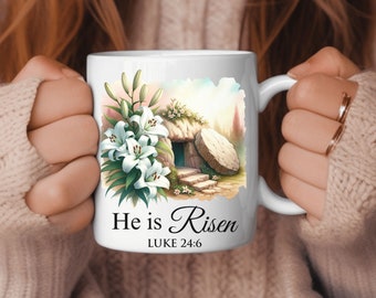 Celebrating Jesus,He is Risen Coffee Mug, Scripture Verses, Religious Gifts, Faith Unlocked, Gift for Christians, Encouraging Scripture
