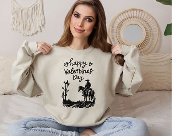 Western Valentine Sweatshirt, Cowboy Valentine Graphic T-shirt, Farm house V-day, Valentines day Sweatshirt Gift for Couples, For him, Her
