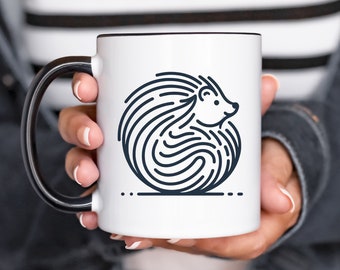 Tazza riccio, linea arte minimalista riccio, divertente tazza da caffè riccio, regalo amante riccio carino, regali riccio tazza animale divertente, regalo per lei