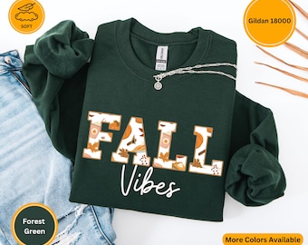 Bluza z jesiennymi wibracjami, uroczy jesienny sweter z dynią, przytulny top na Święto Dziękczynienia, koszulka na Halloween, jesienny prezent dla kobiet