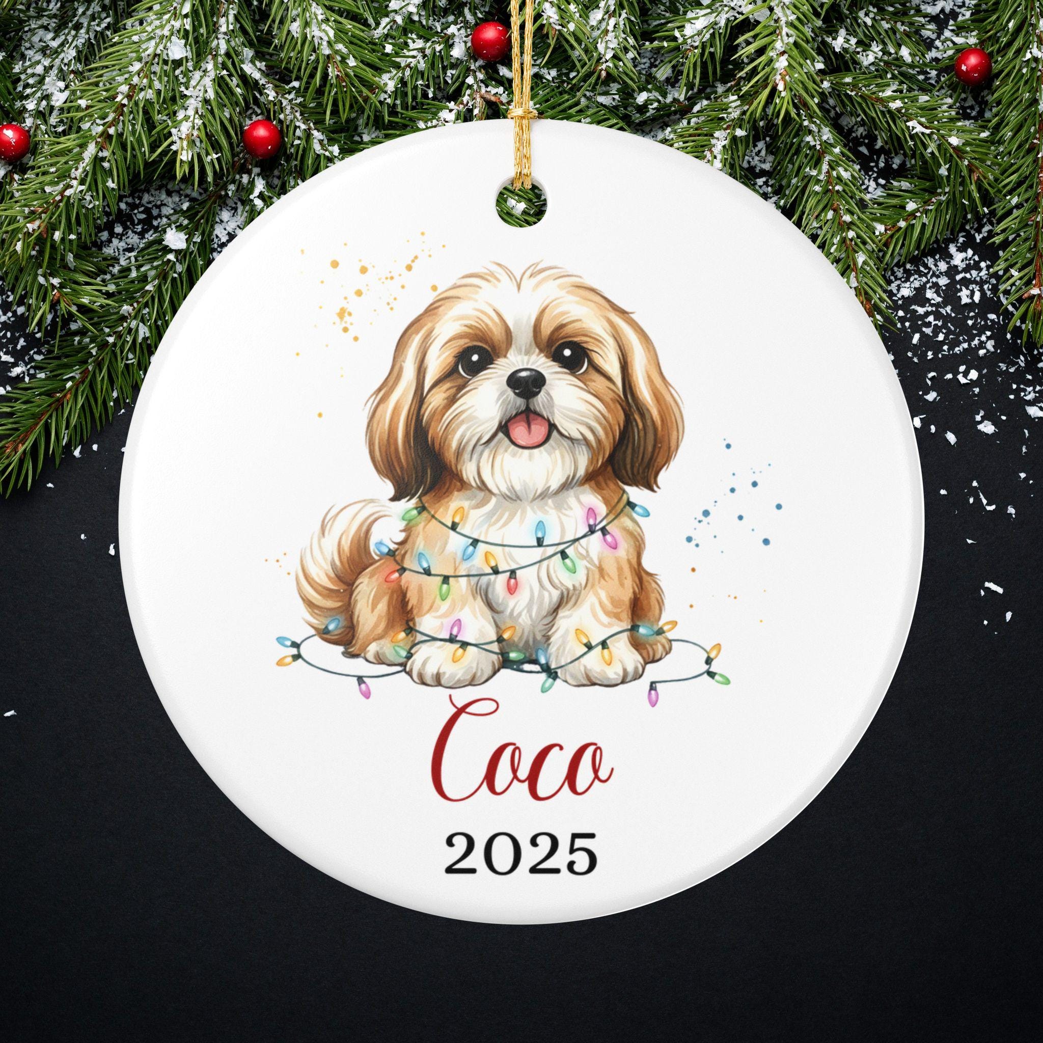 パーソナライズされたシーズーのクリスマスオーナメント2025、カスタム