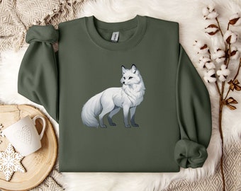 White Fox Sweatshirt, Fox Sweater, Cute Artic Fox Shirt, Cozy sweatshirts for Funny Animal Lovers, Fox Lover Gifts, Gifts for Her,