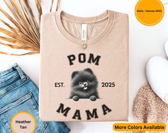 ポメラニアンシャツ ブラック ポムママシャツ カスタムペットTシャツ パーソナライズされた犬好きへのギフト 心地よい 面白い 母の日ギフト EST 2025