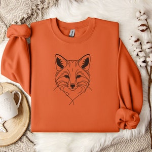 Fox Sweatshirt, Minimalist Fox Sweater, Cute Fox Shirt, Fox Lover Sweater for Women and Men, Cozy Sweater Gift for Fox Lovers, Animal Shirt