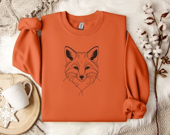 Fox Sweatshirt, Minimalist Fox Sweater, Cute Fox Shirt, Fox Lover Sweater for Women and Men, Cozy Sweater Gift for Fox Lovers, Animal Shirt
