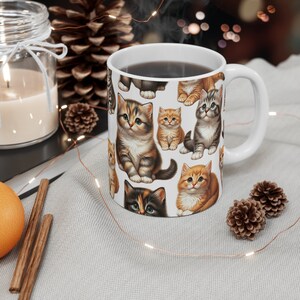 Kitten Pattern Mug,  Cute Pet Mug, Kitten Gift, Cute Cat Lover Mug, Pet Lover&#39;s Gift Mug, Ceramic Mug 11oz