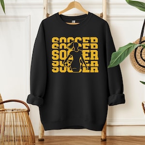 Soccer Mom Crewneck Sweatshirt, Women&#039;s Soccer Hoodie, Soccer Sweatshirt with Name and Number, Personalized Soccer Tee, Soccer Mom Gift