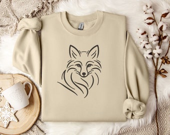 Fox Sweatshirt, Minimalist Fox Sweater, Cute Fox Shirt, Fox Lover Sweater for Women and Men, Cozy Sweater Gift for Fox Lovers, Animal Shirt