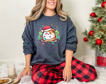 Hamster Shirt, Christmas Hamster lights Sweater, Cute Hamster Sweater, Dwarf Hamster Crewneck Sweatshirt, Funny Hamster shirt, Hamster mom