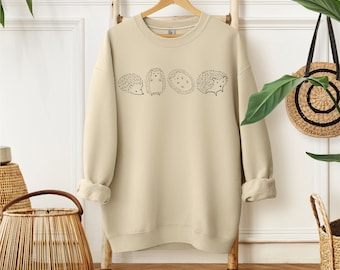 Igel-Sweatshirt, minimalistischer Tierpullover, süßes Igel-Shirt, lustiger Tierpullover, Geschenke für Sie, Geschenke für Ihn, Tierliebhaber-Shirt