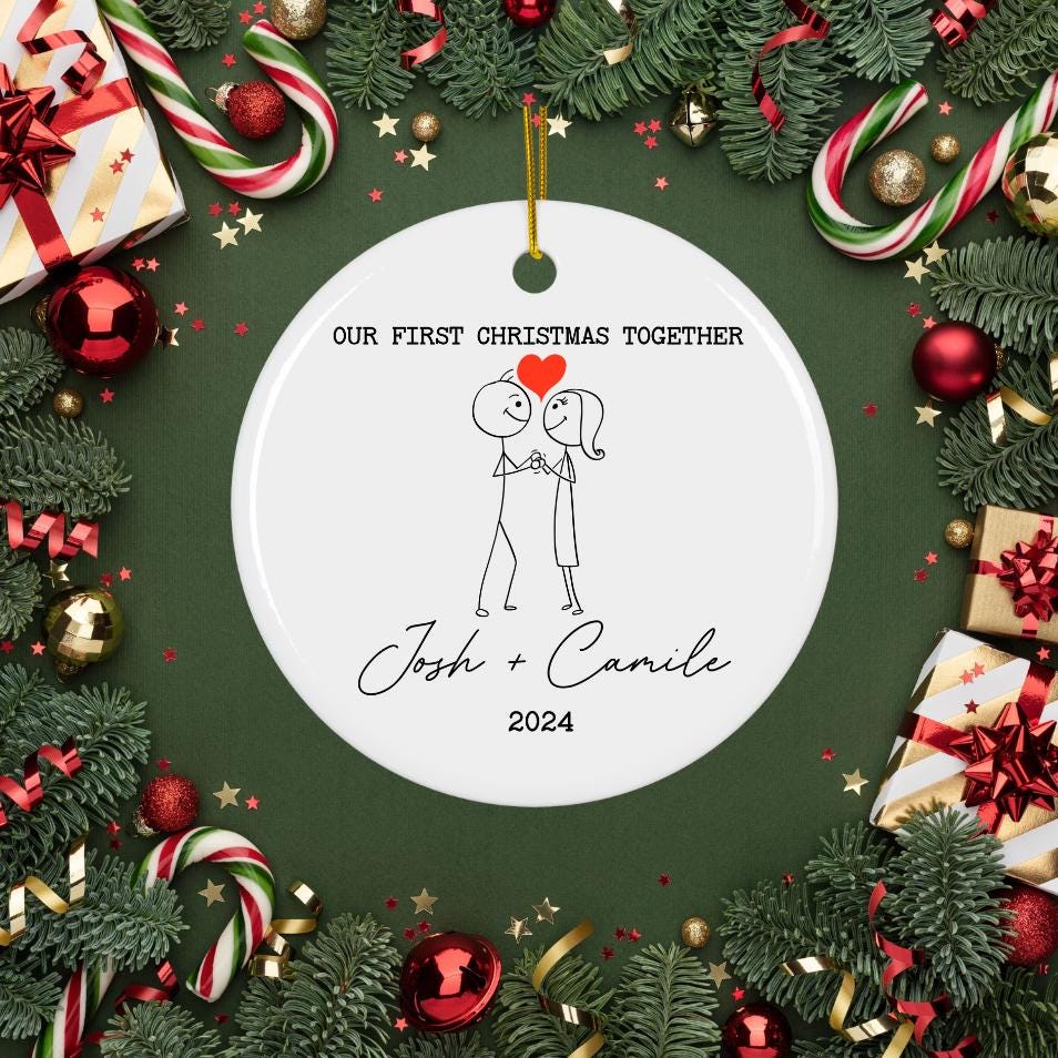 Personalised Couple Keepsake Xmas Decoration Ornament Gift