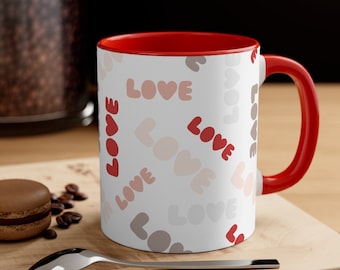 Valentines Mug for Her, Heart Valentine Mug, Love Valentine Mug, Valentines day Mug for Friend, Accent Coffee Mug, I love you gift for wife