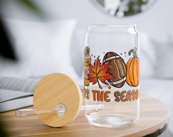 Pumpkin Glass Iced Coffee Sipper Cup With Lid and Straw, Pumpkin Season Designed Cup, Fall Season , Pumpkin Season, autumn glass coffee cup