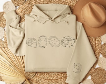 Sweat à capuche hérisson, sweat à capuche animal minimaliste, sweat-shirt hérisson mignon, sweat à capuche animal drôle, cadeaux pour elle, cadeaux pour lui, chemise amoureux des animaux