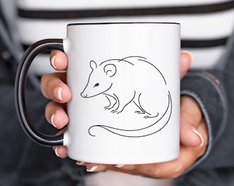 Opossum mok, Opossum minimalistische lijntekeningen, grappige Possum koffiemok, schattige Opossum minnaar cadeau, Opossum geschenken grappige dieren mok