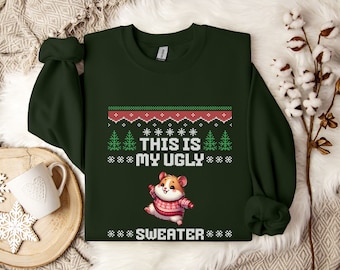 Ugly Sweater Hamster Sweatshirt, Hamster Christmas Sweater, Hamster Shirt, Hamster Sweatshirt, Chubby Hamster Cheeks,Hamster Lover, Hamster