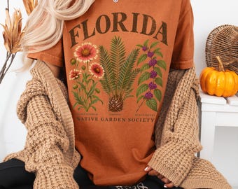 Florida Gardener Gift Shirt, Comfort Colors Botanical Tee, Vintage Floral Graphic, Plant Lover Gift, Native Garden Society Shirt
