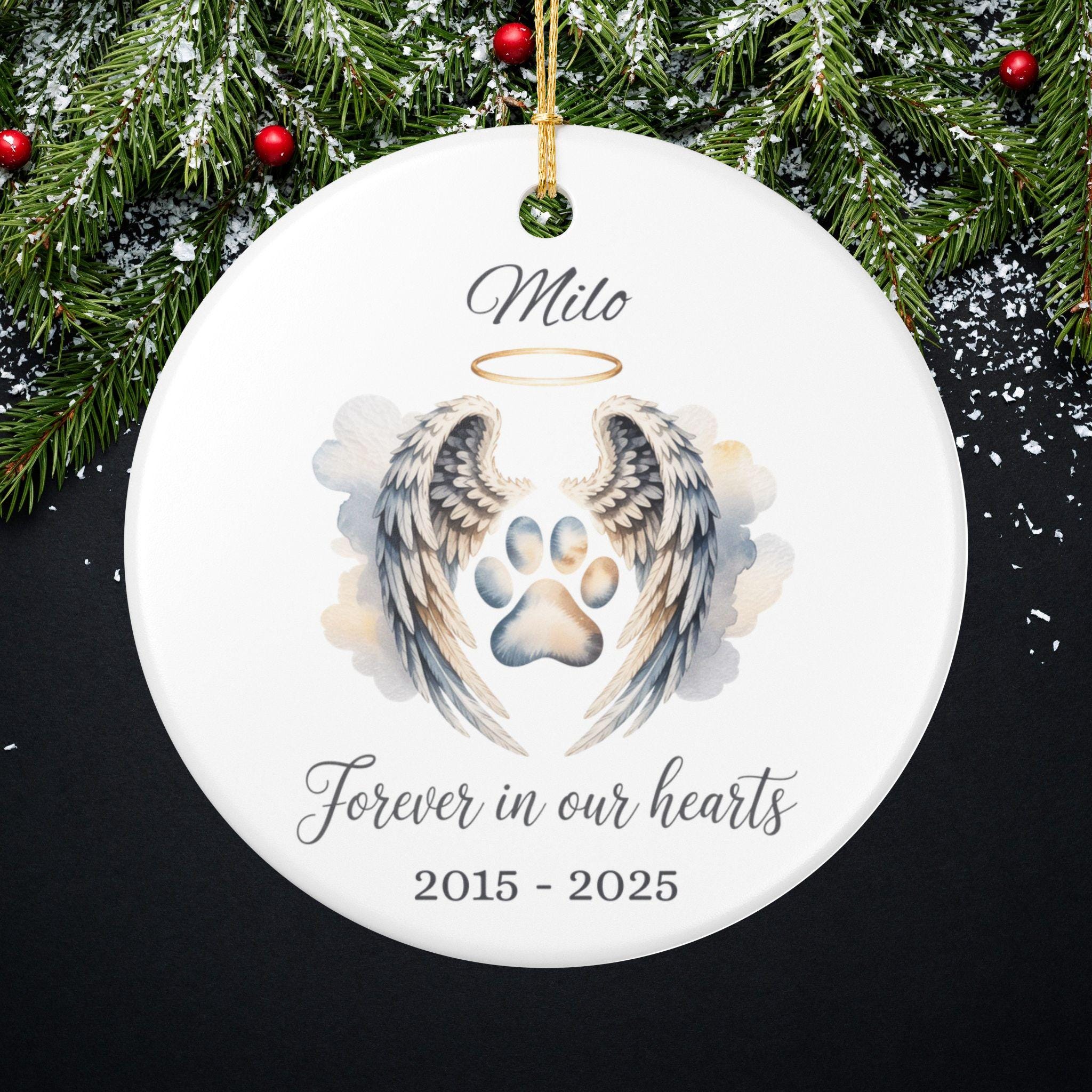Dog Memorial Ornament With Wings and Halo, Personalized Pet Loss Gift ...